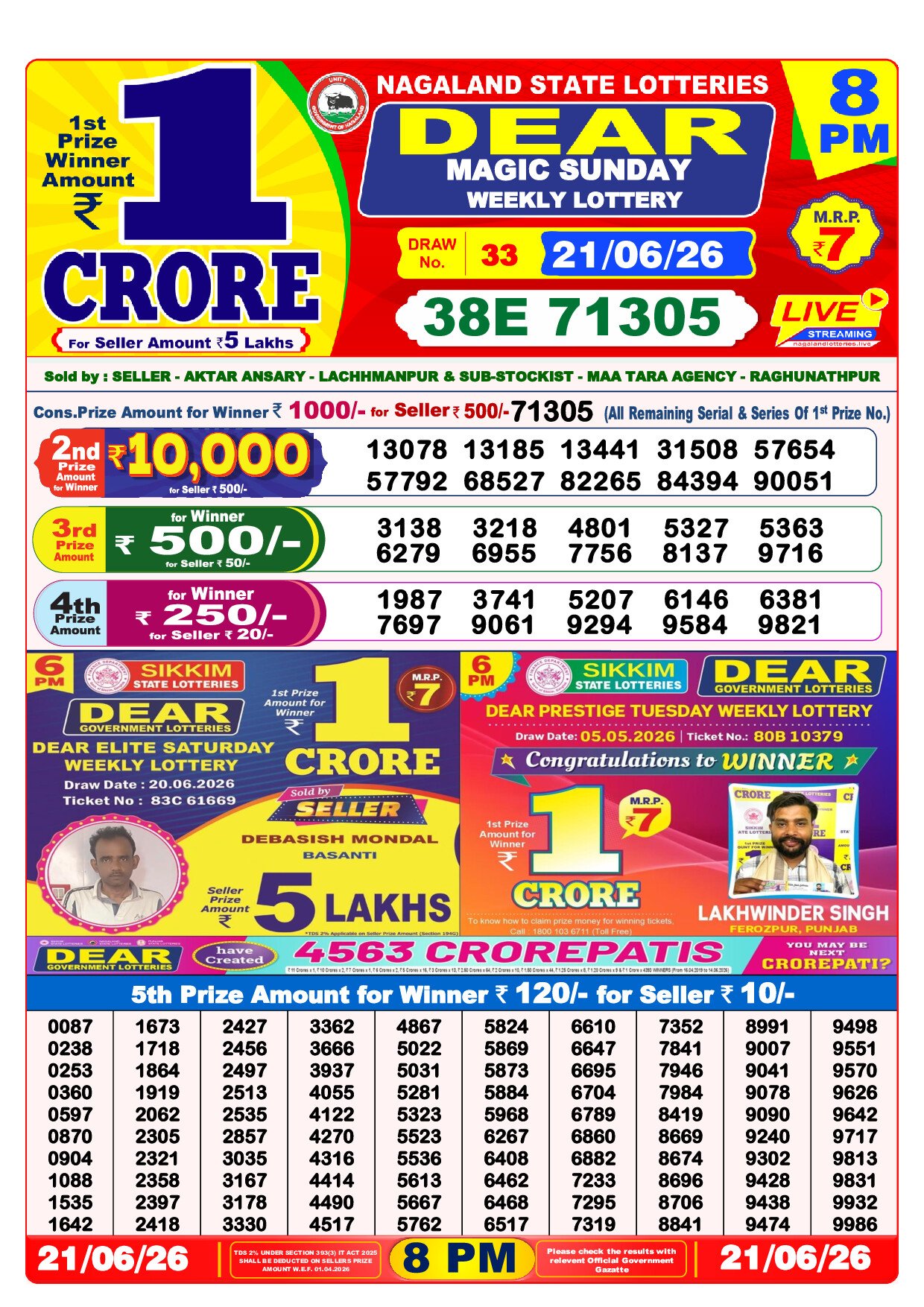 8 PM Lottery Result