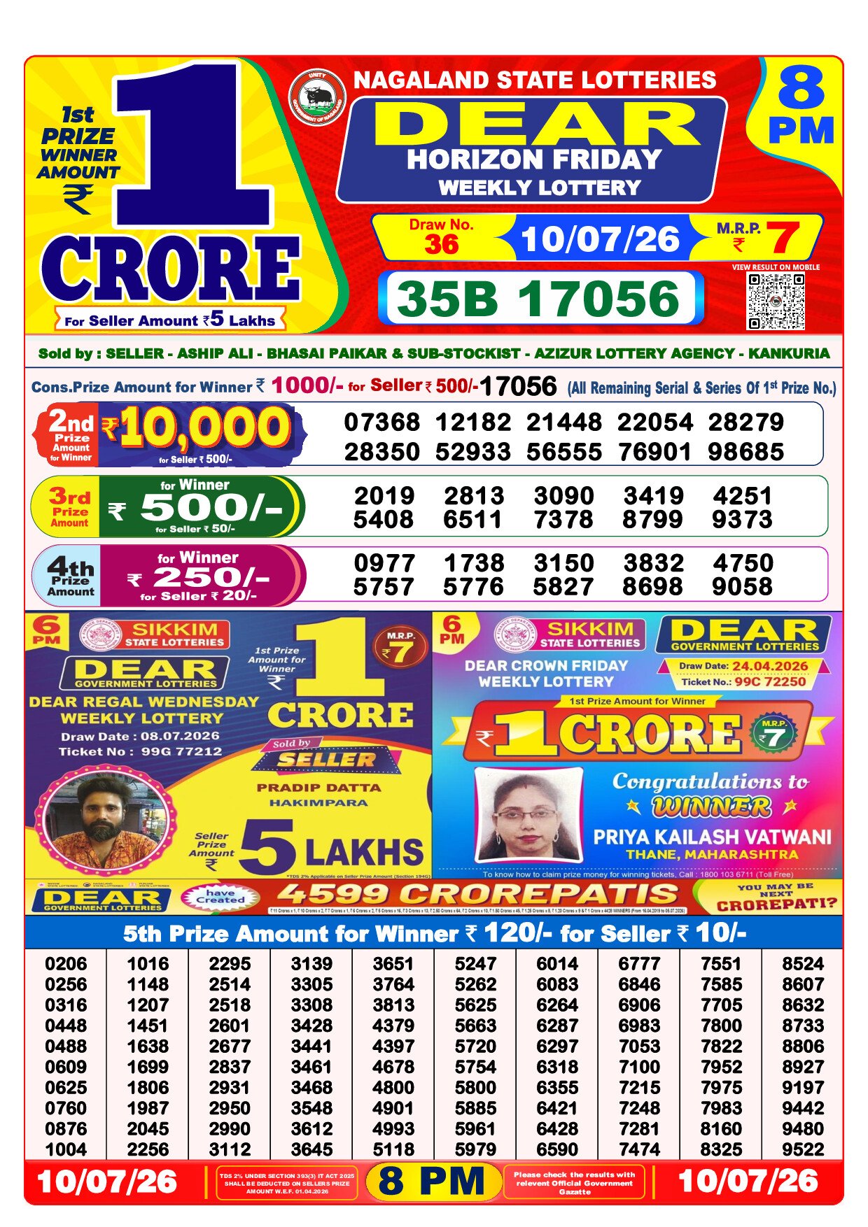 8 PM Lottery Result