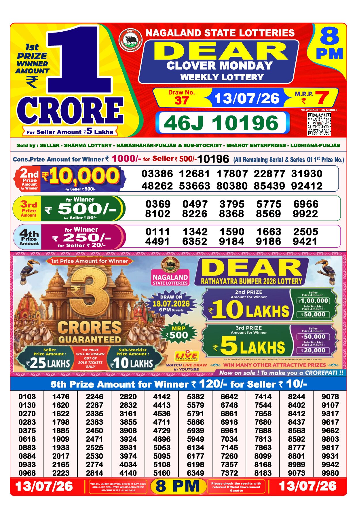 8 PM Lottery Result