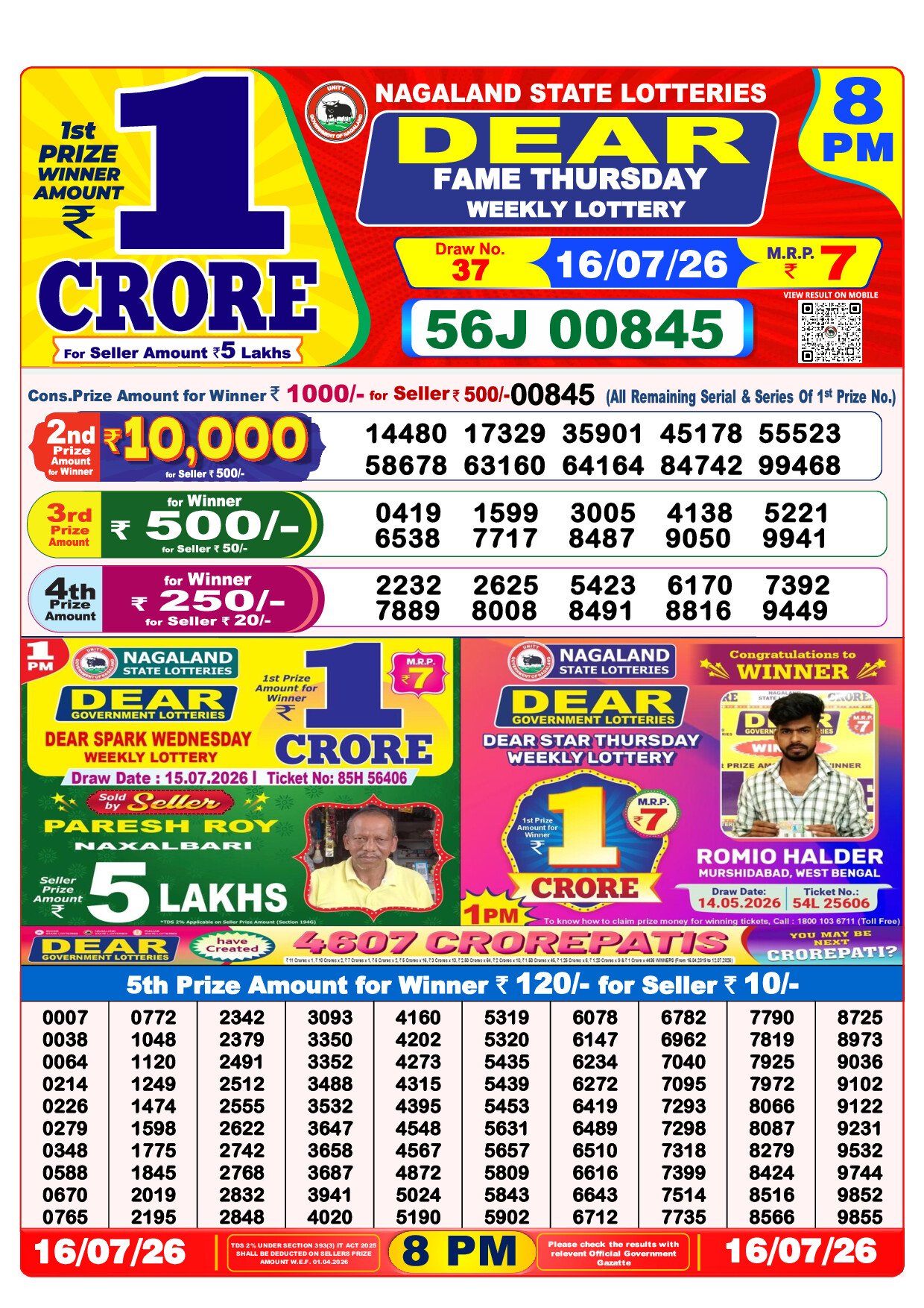 8 PM Lottery Result