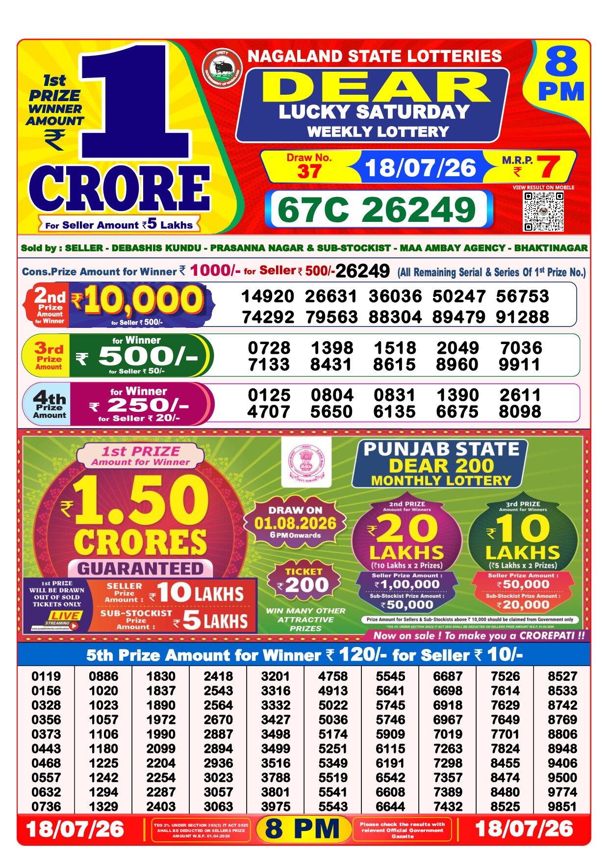 8 PM Lottery Result