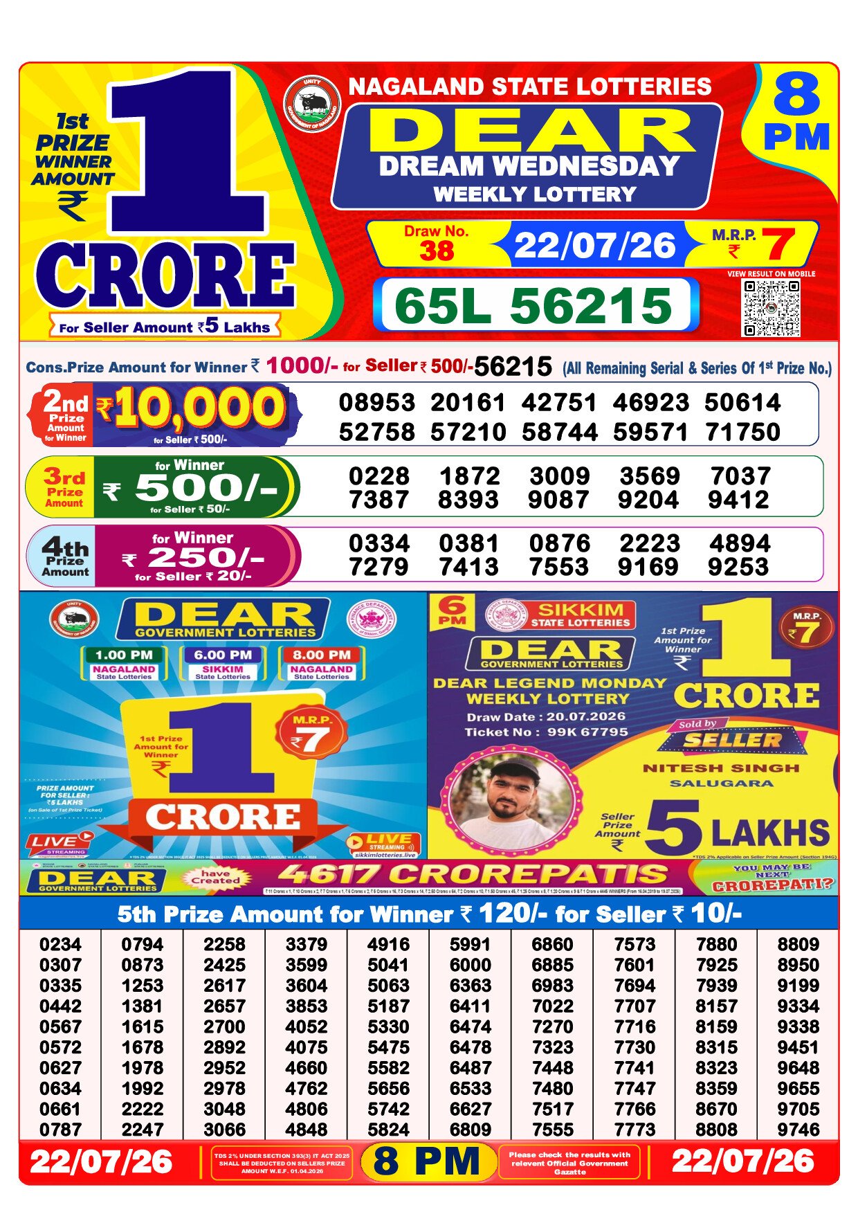 8 PM Lottery Result