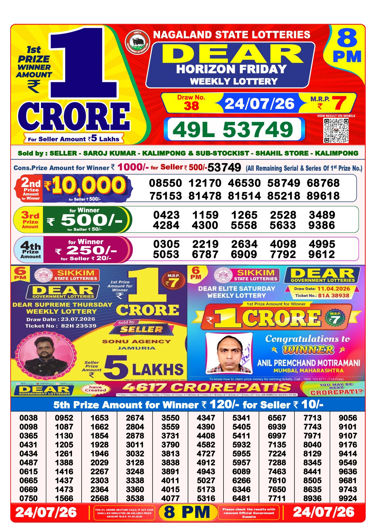 8 PM Lottery Result
