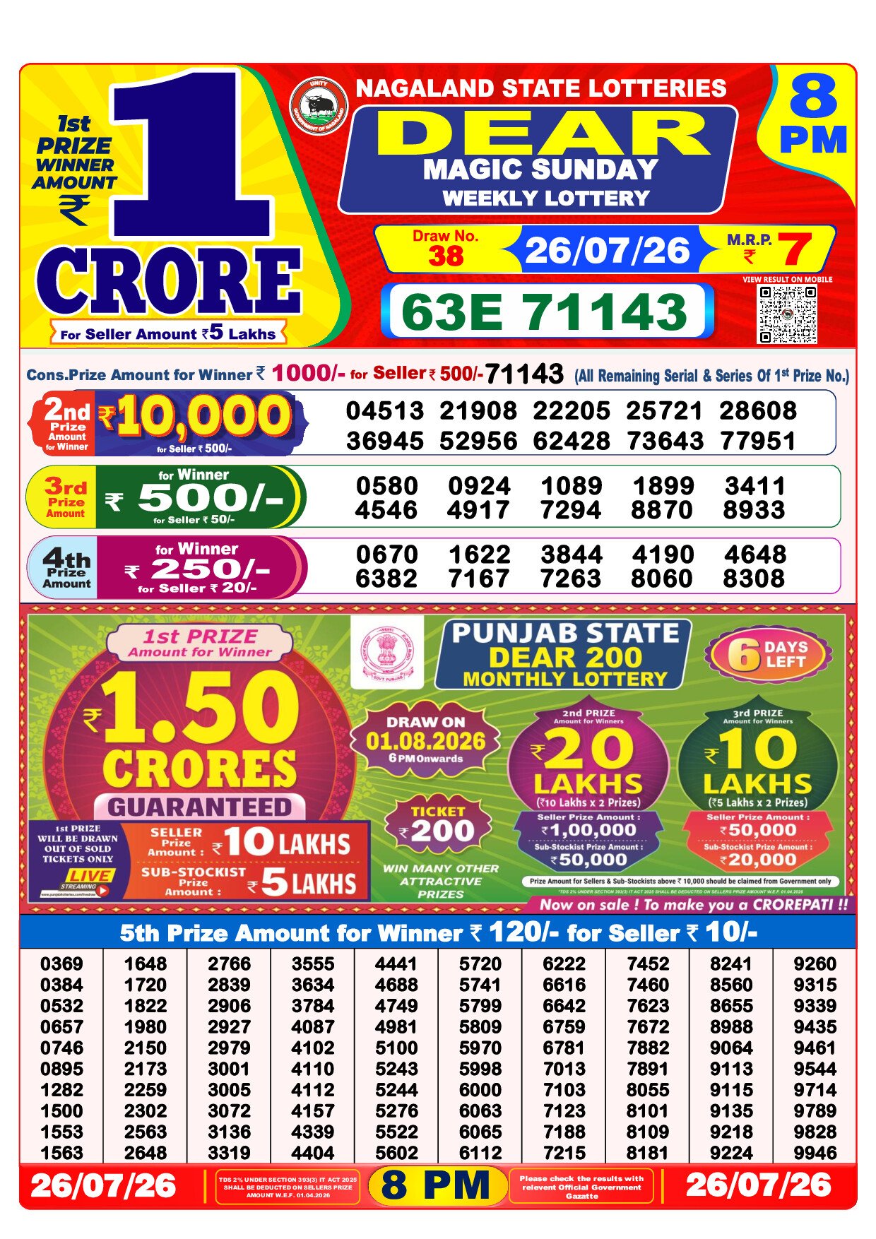 8 PM Lottery Result