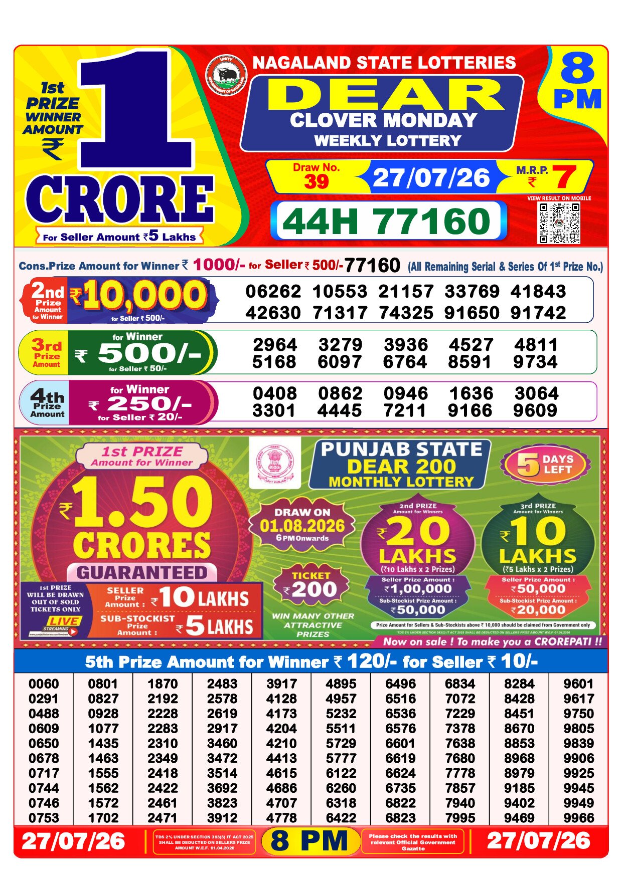 8 PM Lottery Result