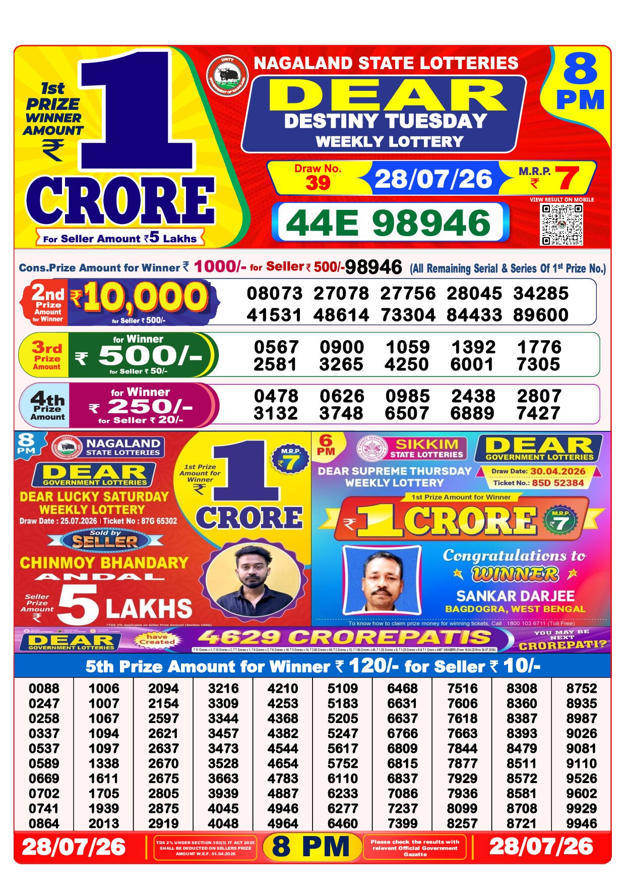 8 PM Lottery Result