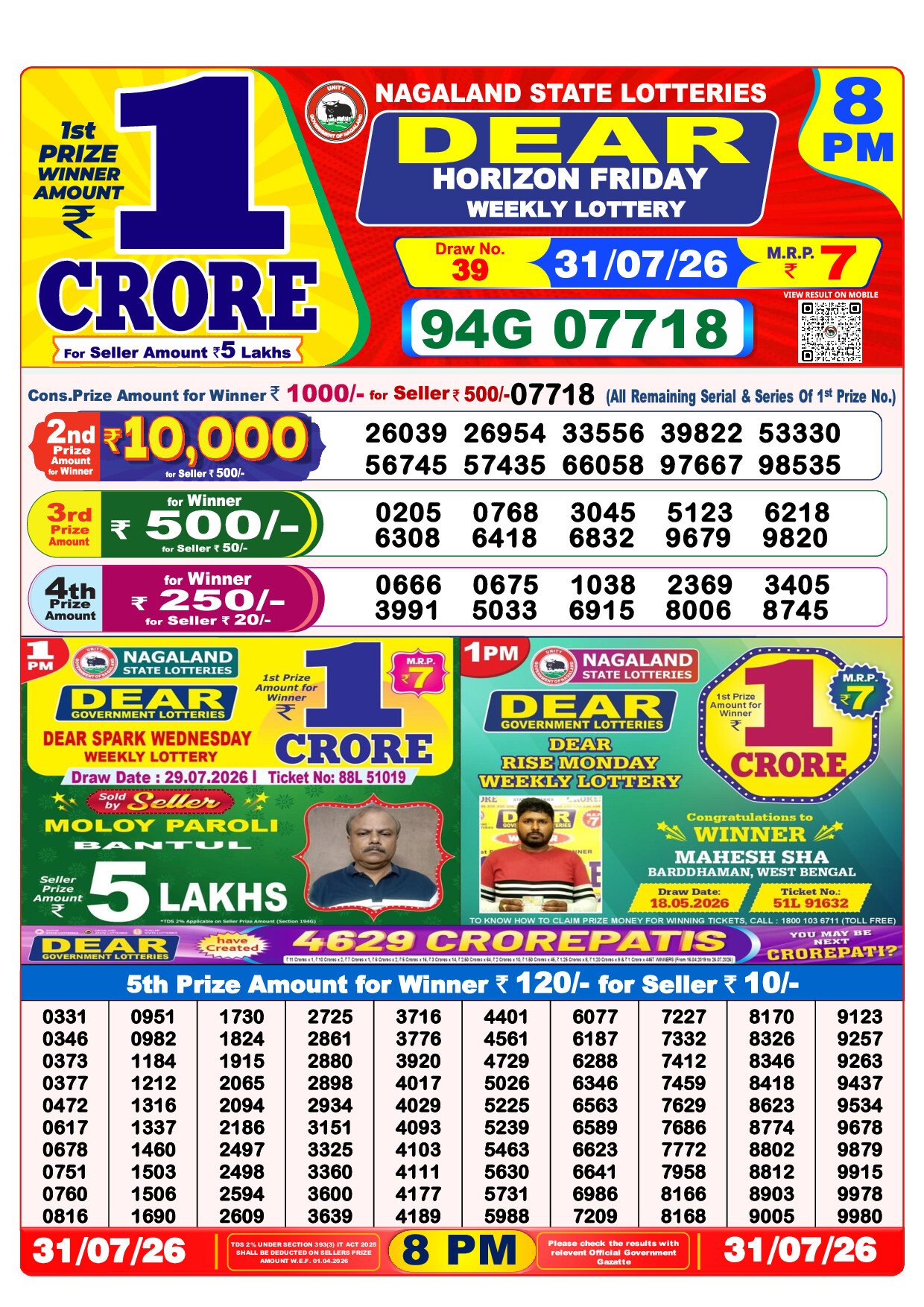 8 PM Lottery Result