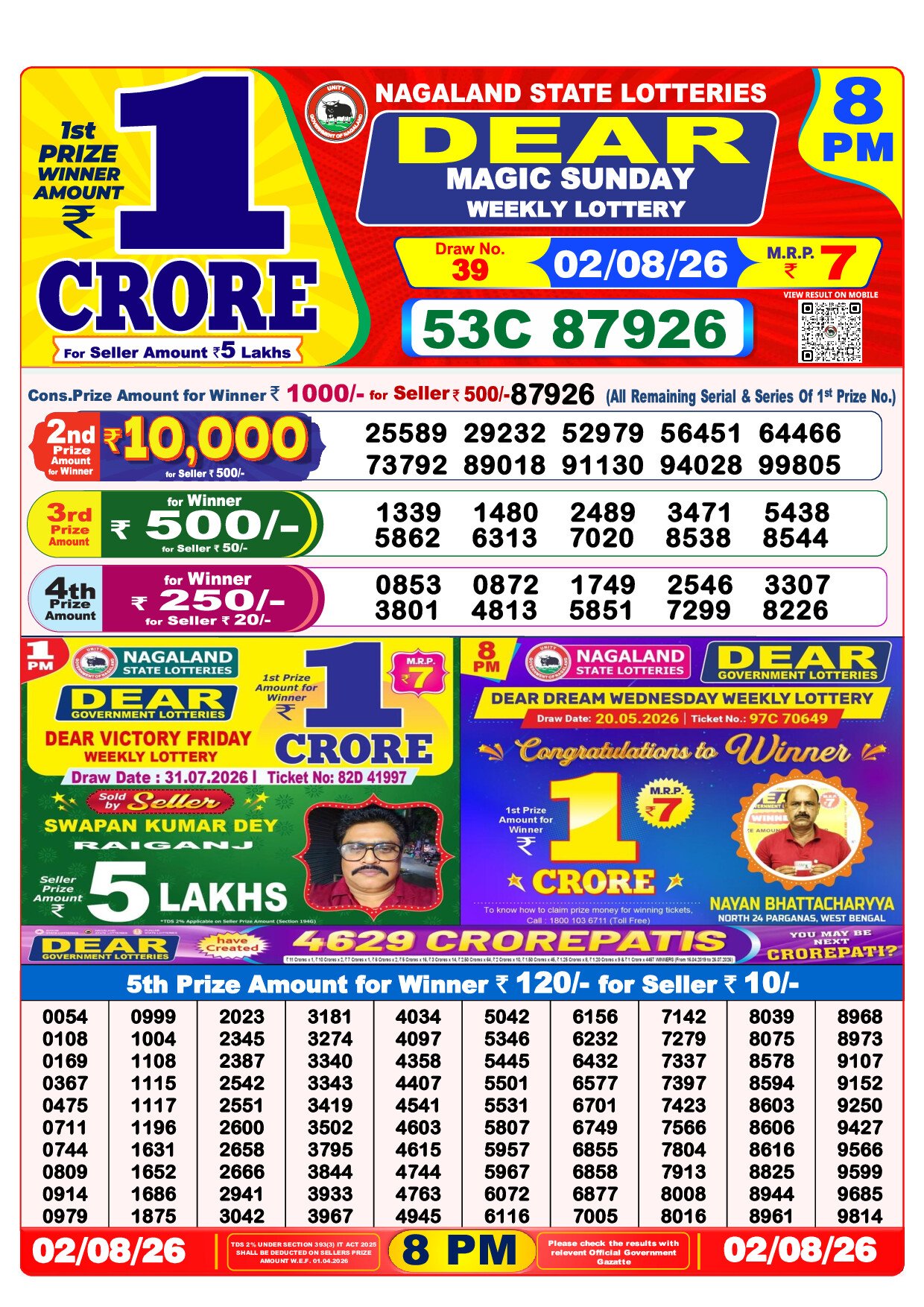 8 PM Lottery Result
