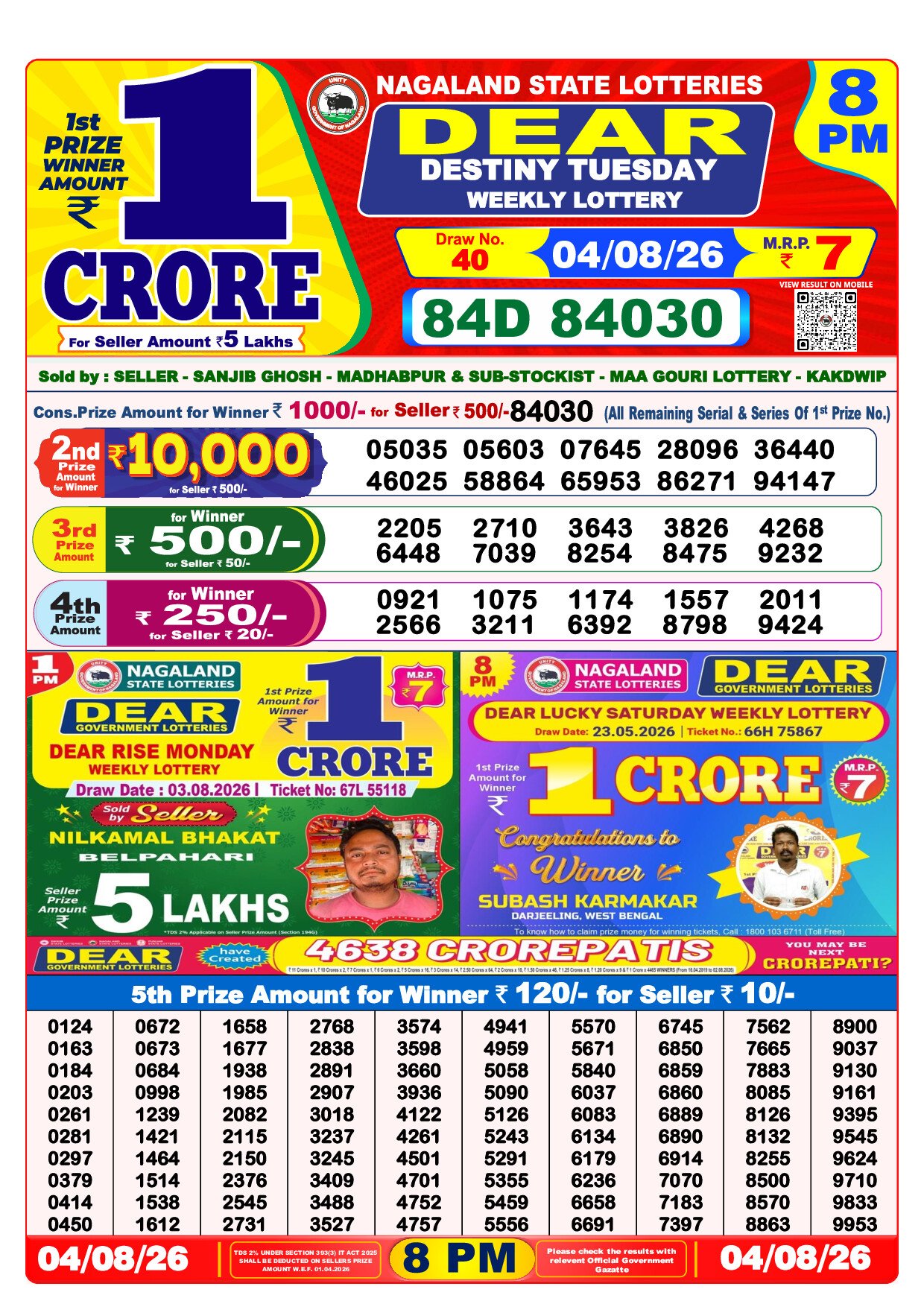8 PM Lottery Result