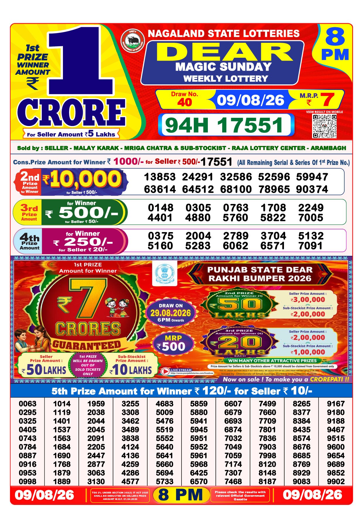 8 PM Lottery Result