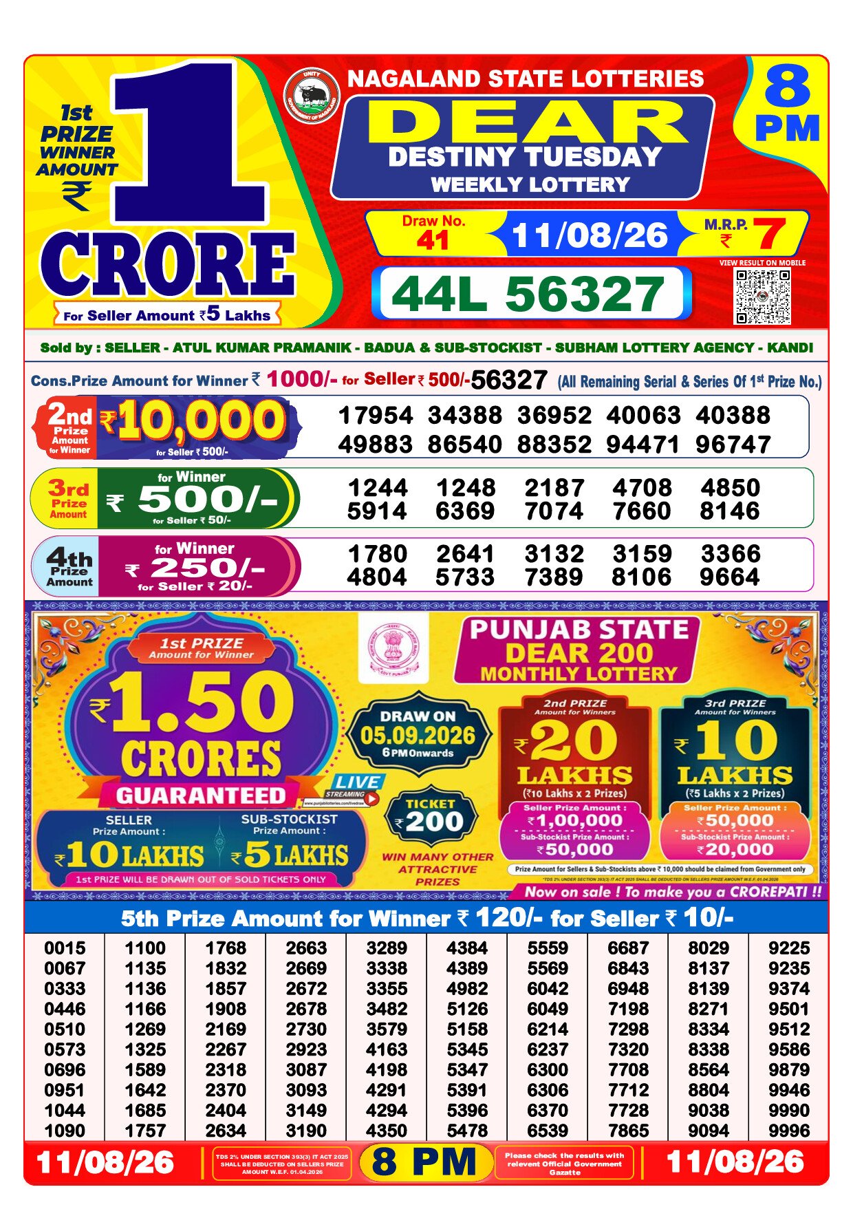 8 PM Lottery Result