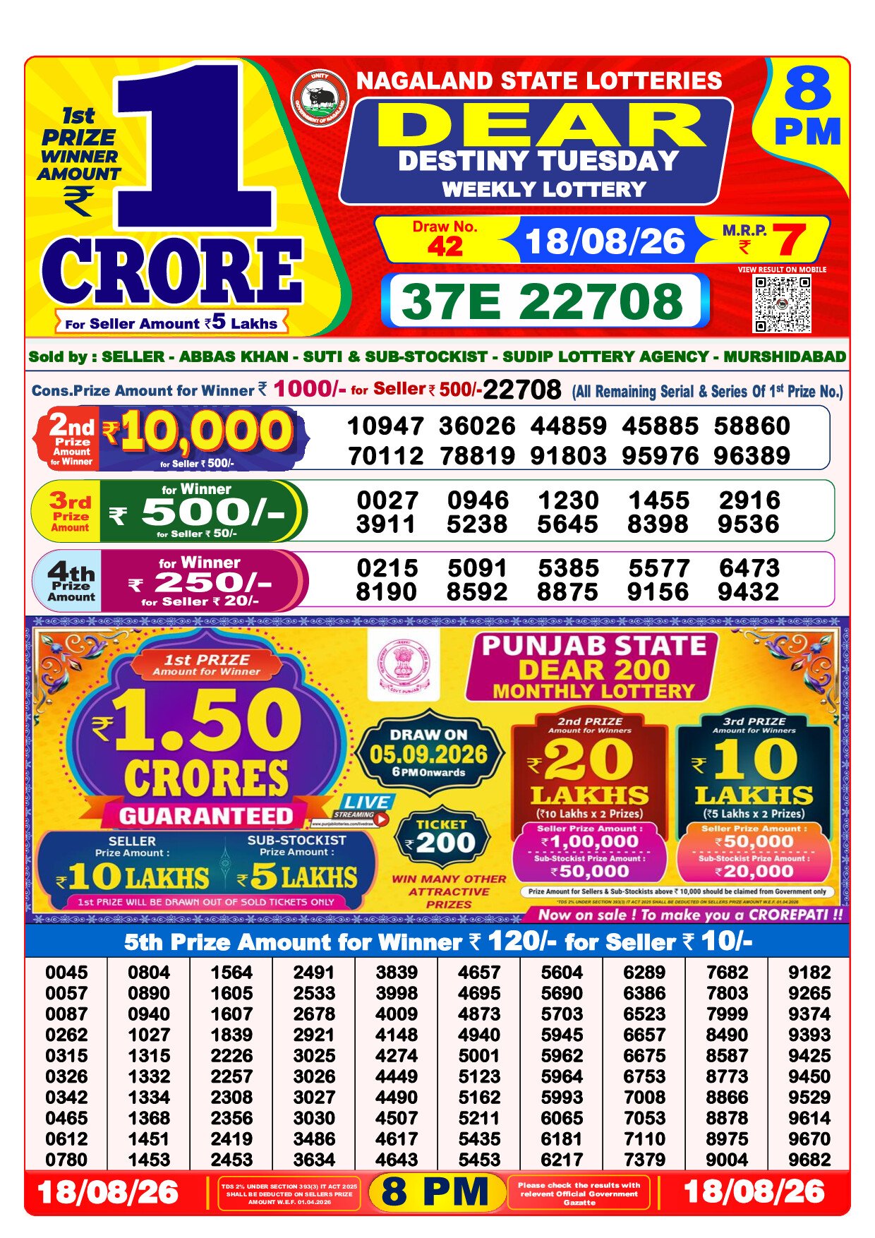 8 PM Lottery Result