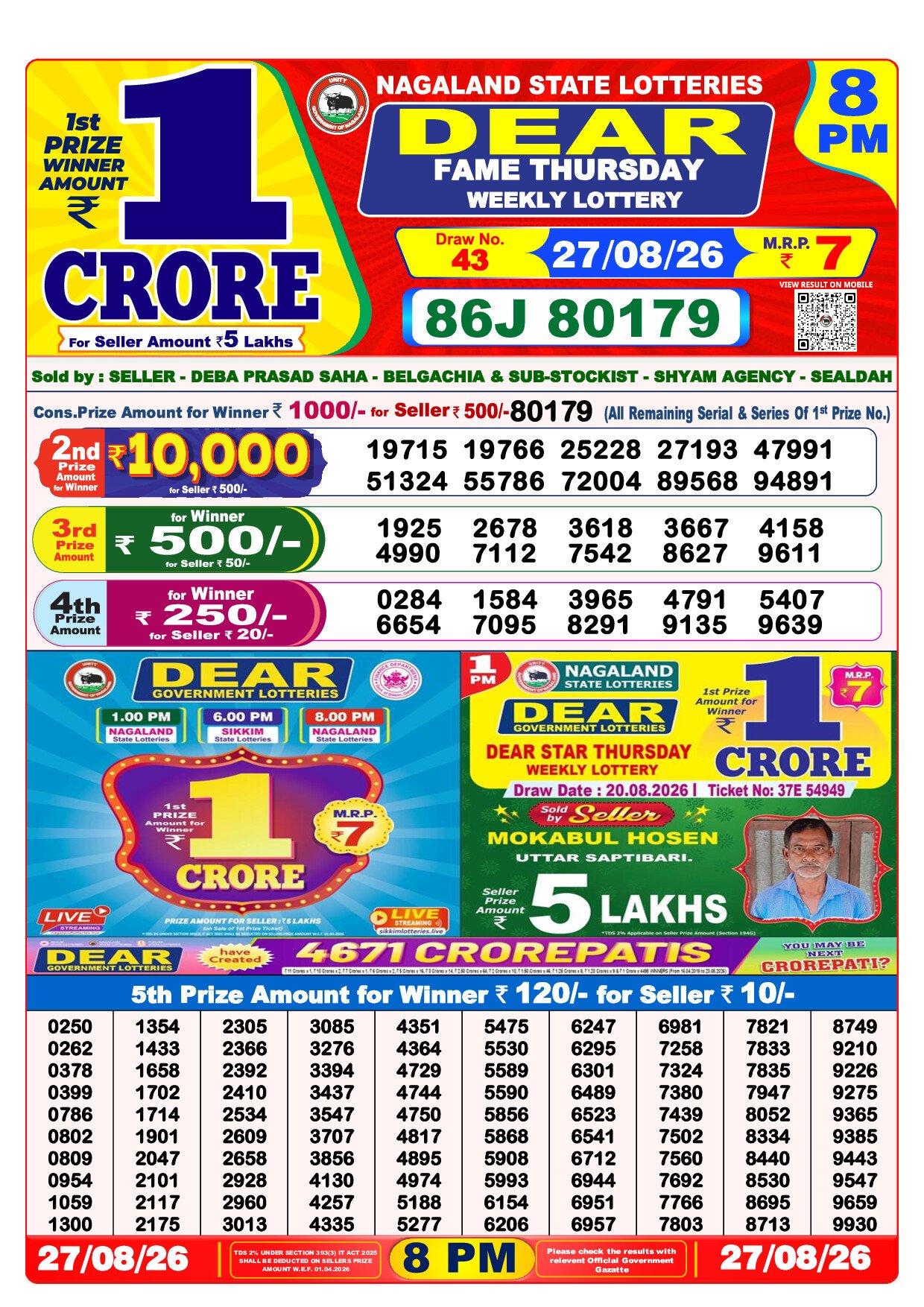 8 PM Lottery Result