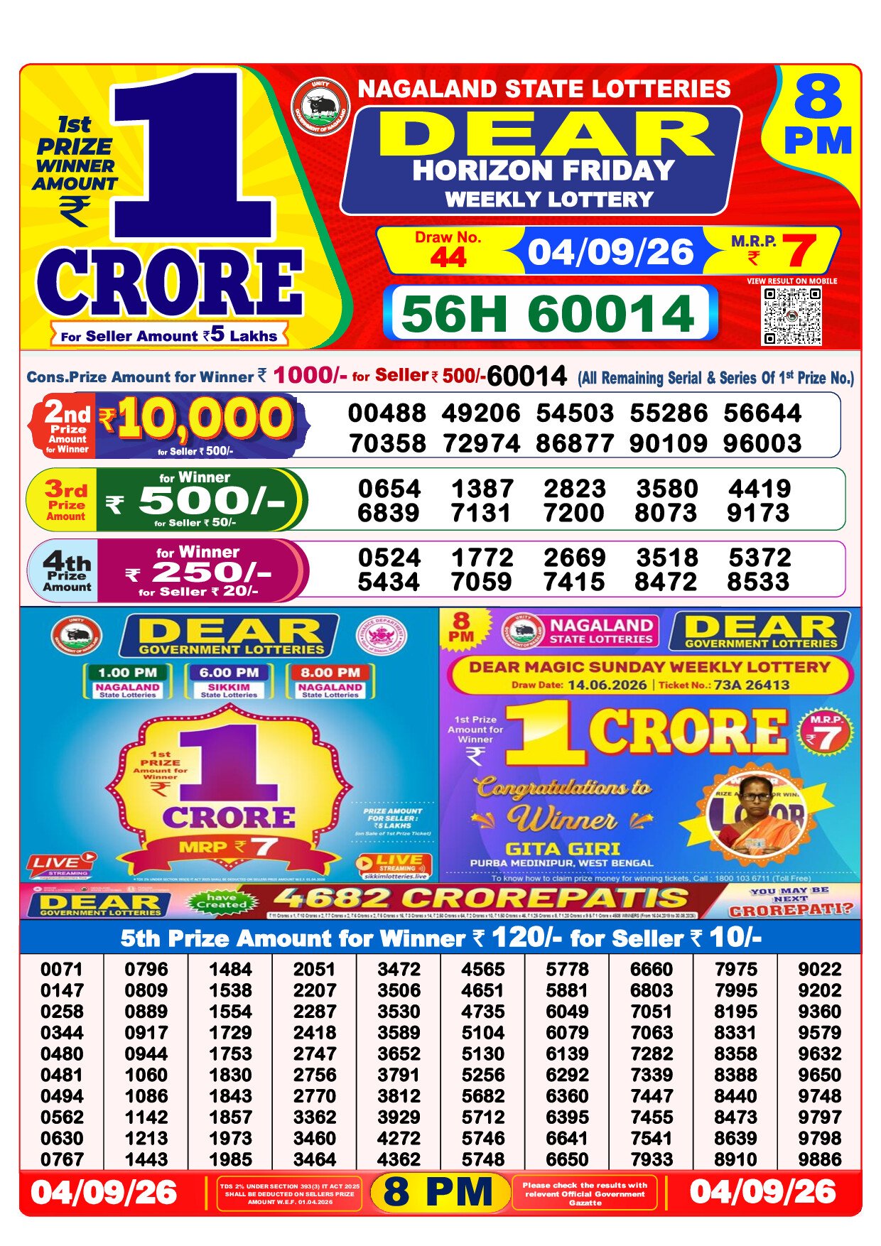 8 PM Lottery Result