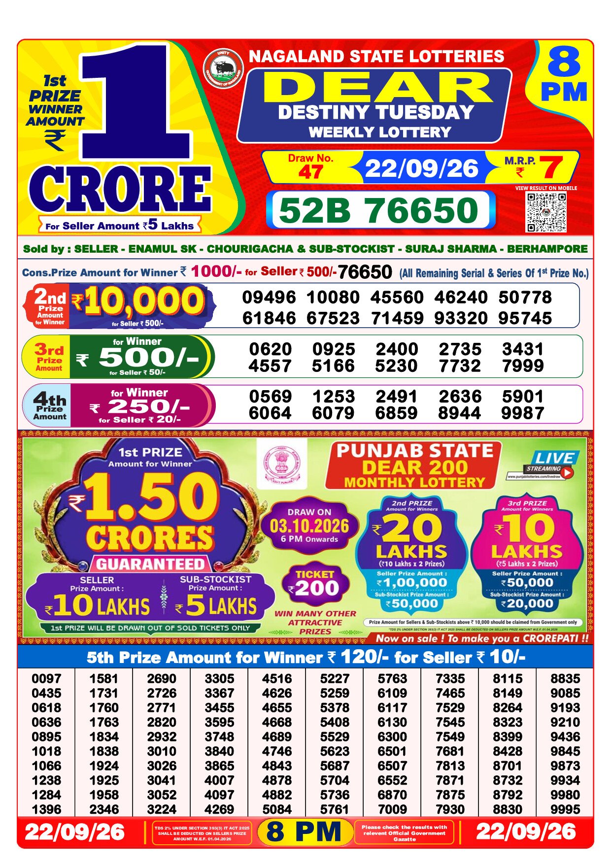 8 PM Lottery Result