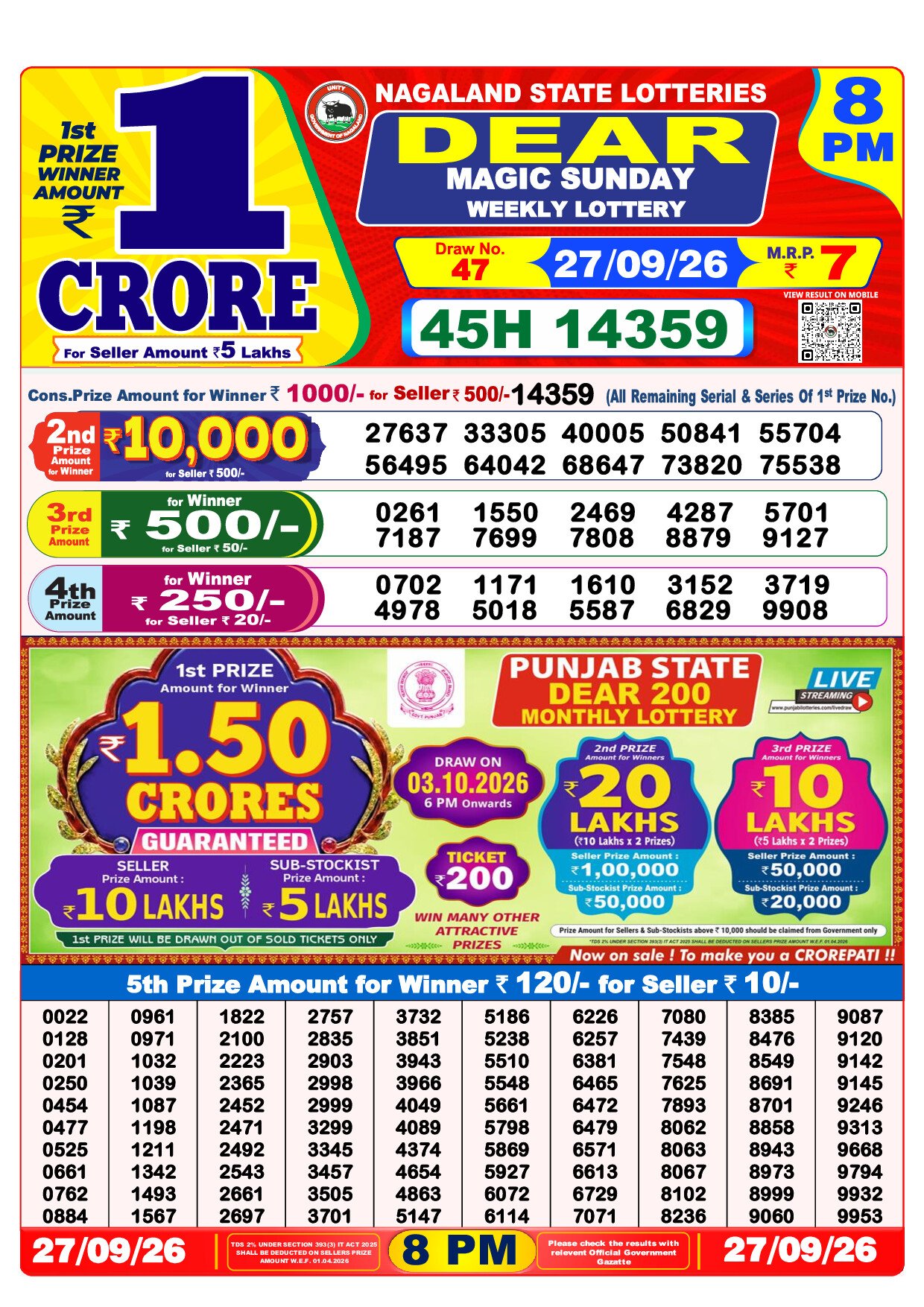 8 PM Lottery Result