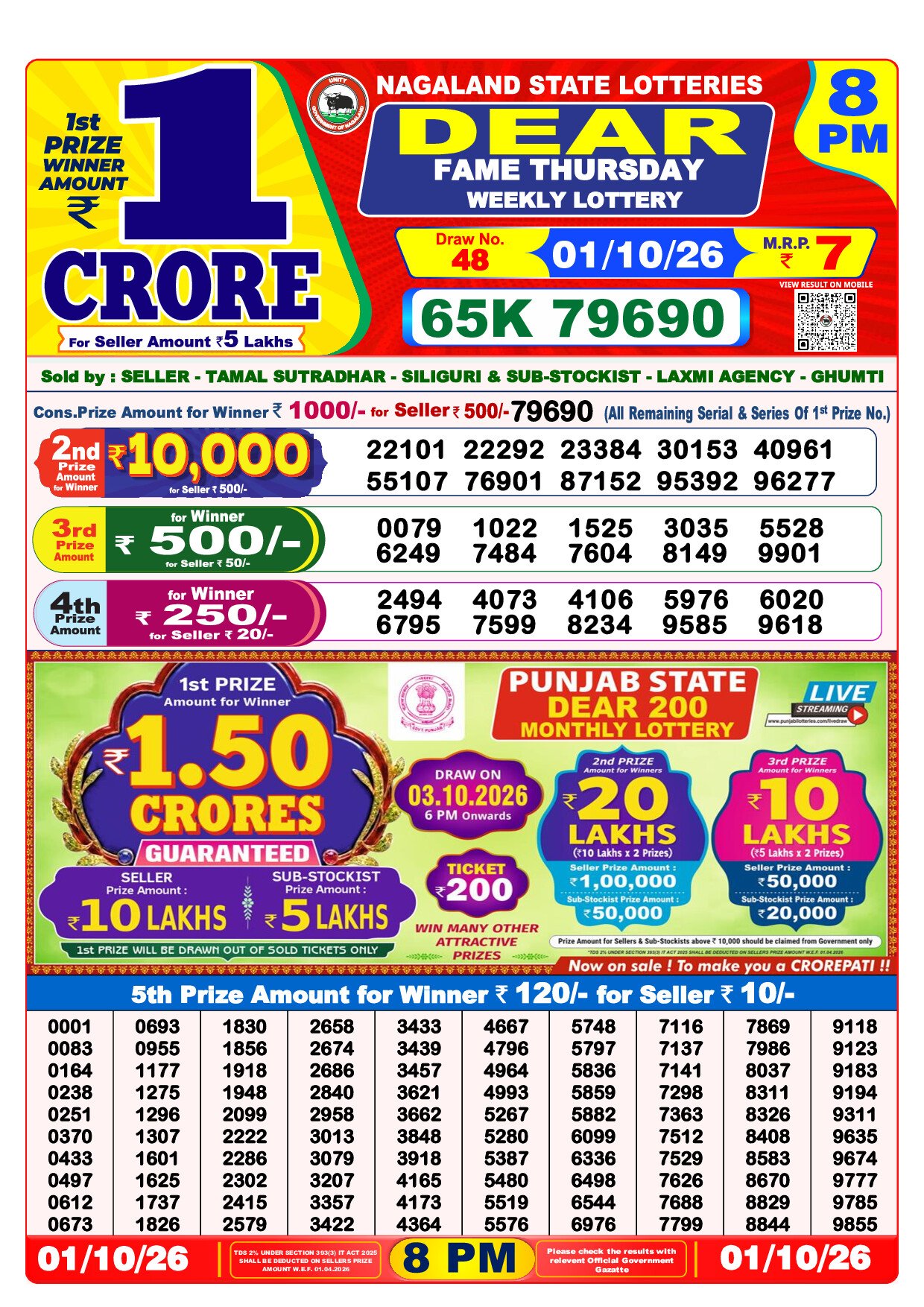 8 PM Lottery Result
