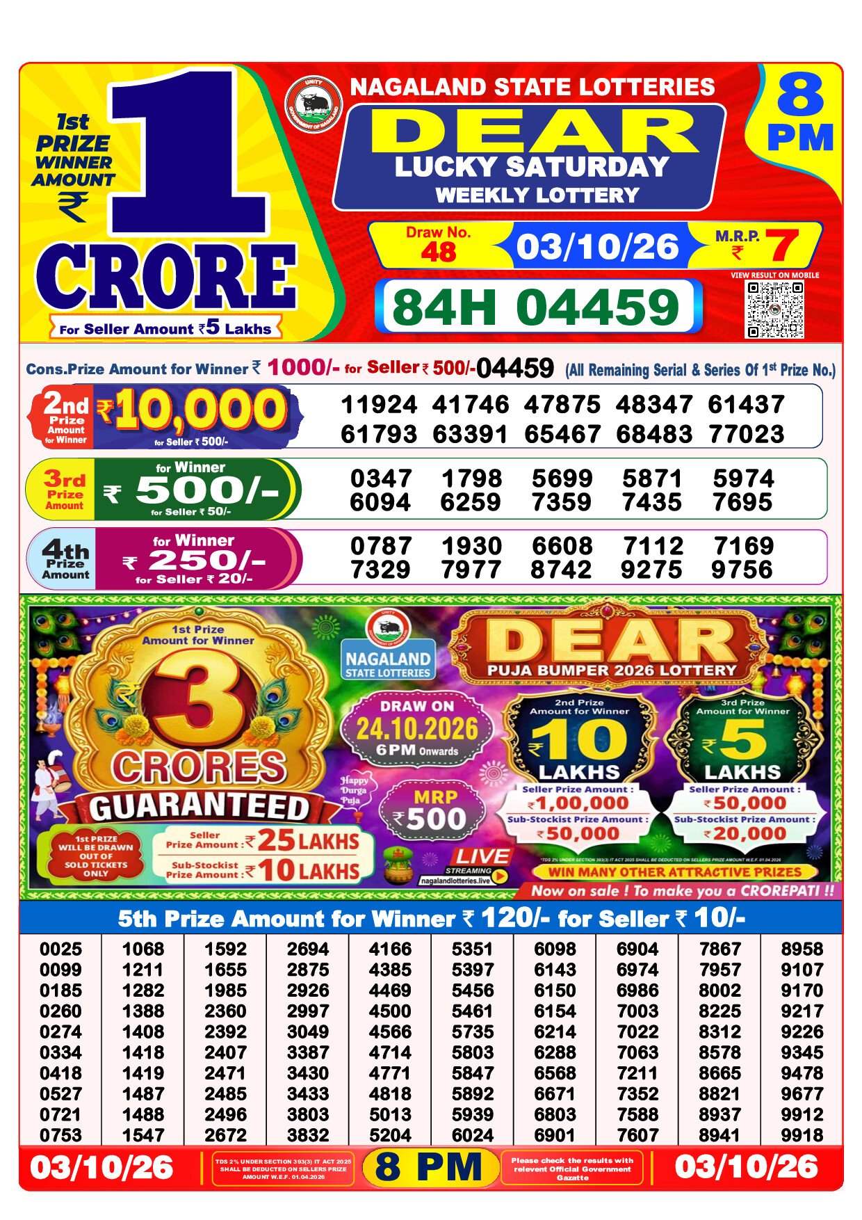 8 PM Lottery Result