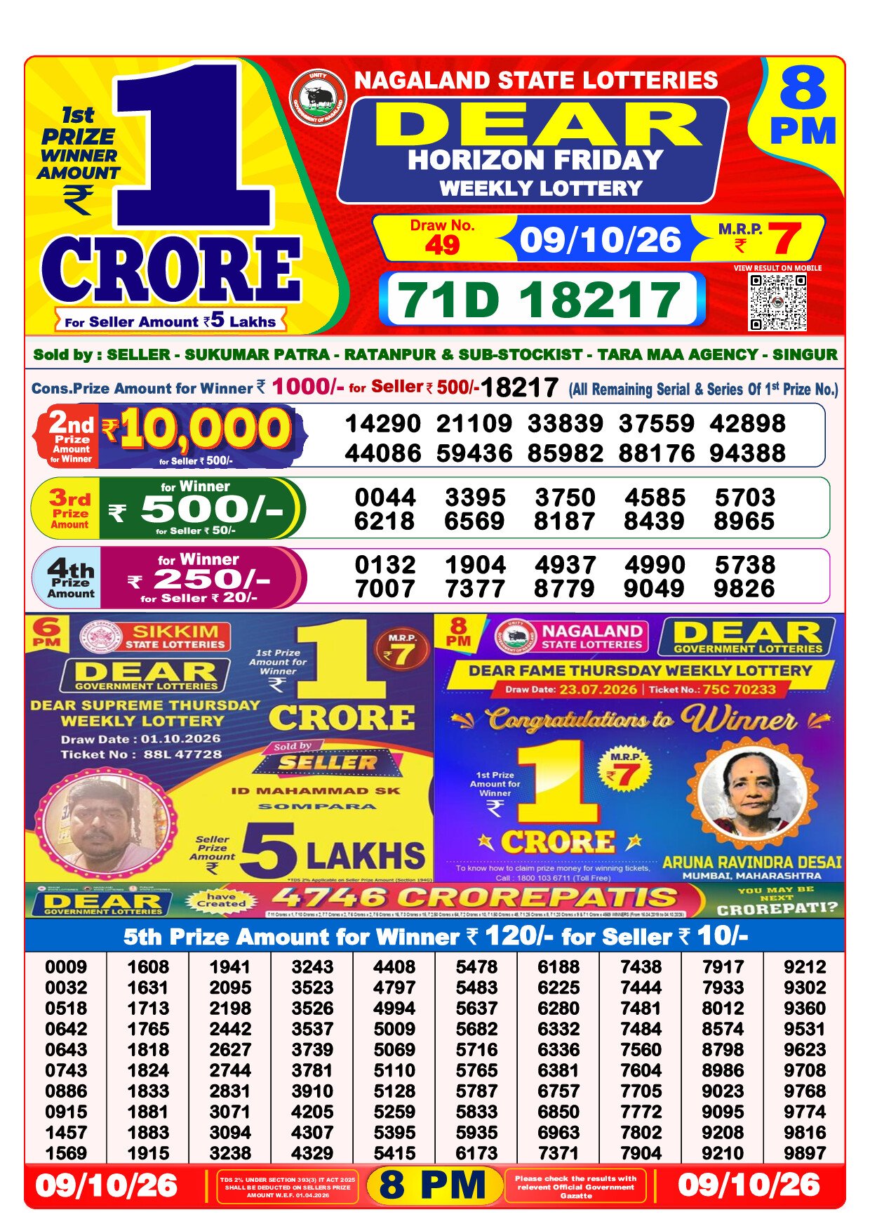 8 PM Lottery Result
